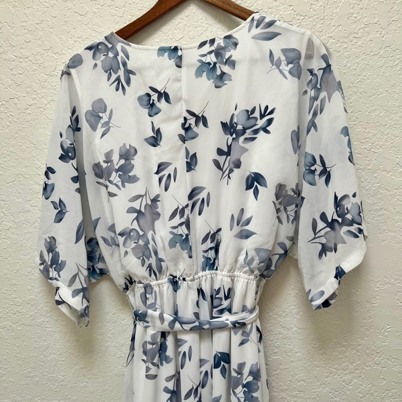 ANRABESS Womens Floral Maxi Dress Kimono Sleeve V Neck Belted Split - Picture 9 of 9